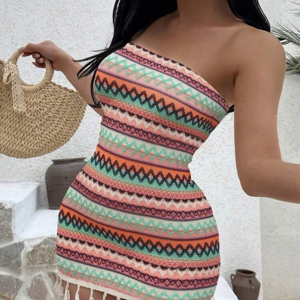 Beach Boho Tube Bandeau Mini Dress size medium